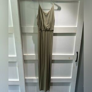 Lulus Watch the Sunset Washed Olive Green Maxi Dress